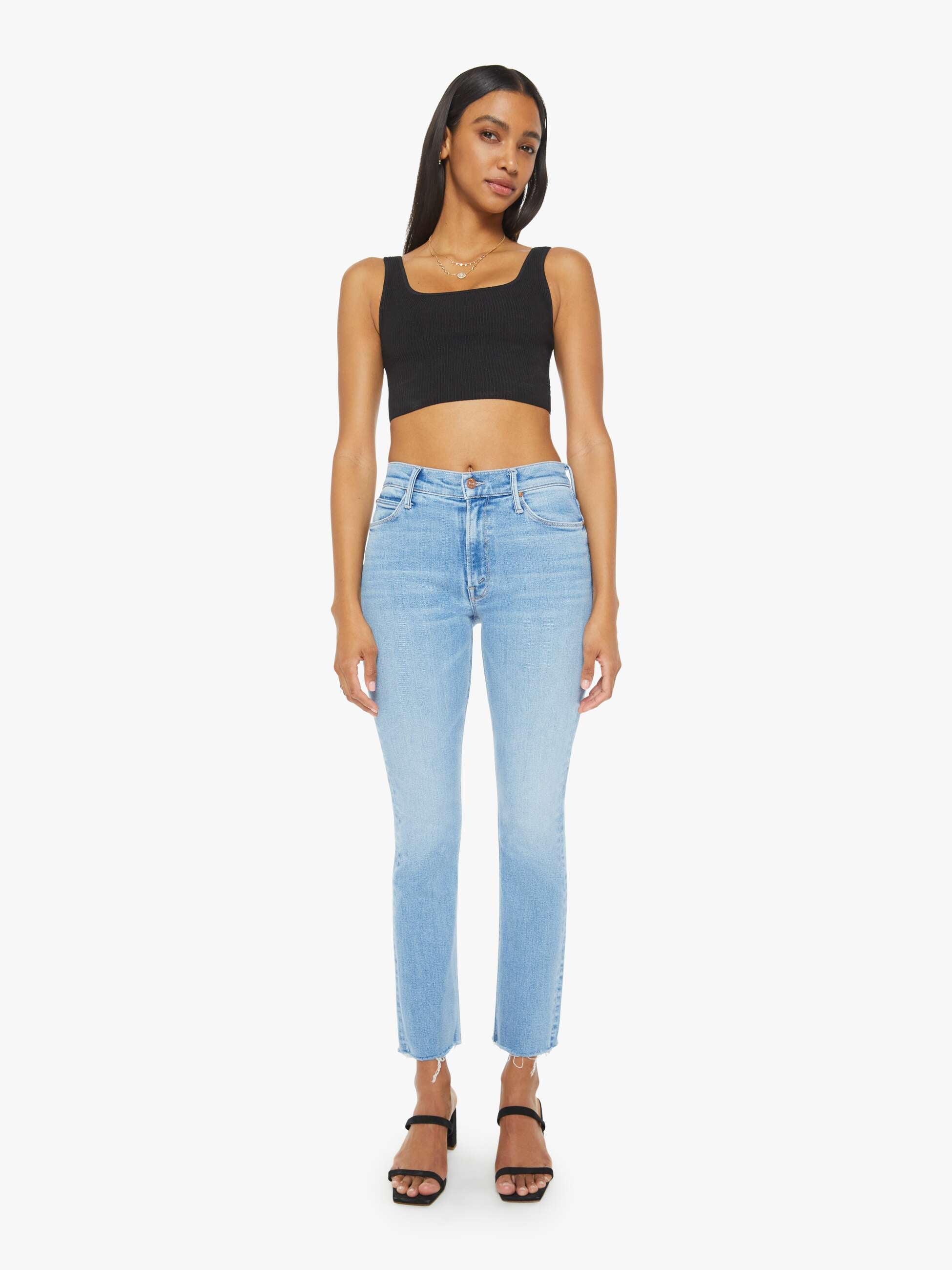 Mother Mid Rise Dazzler Ankle Fray