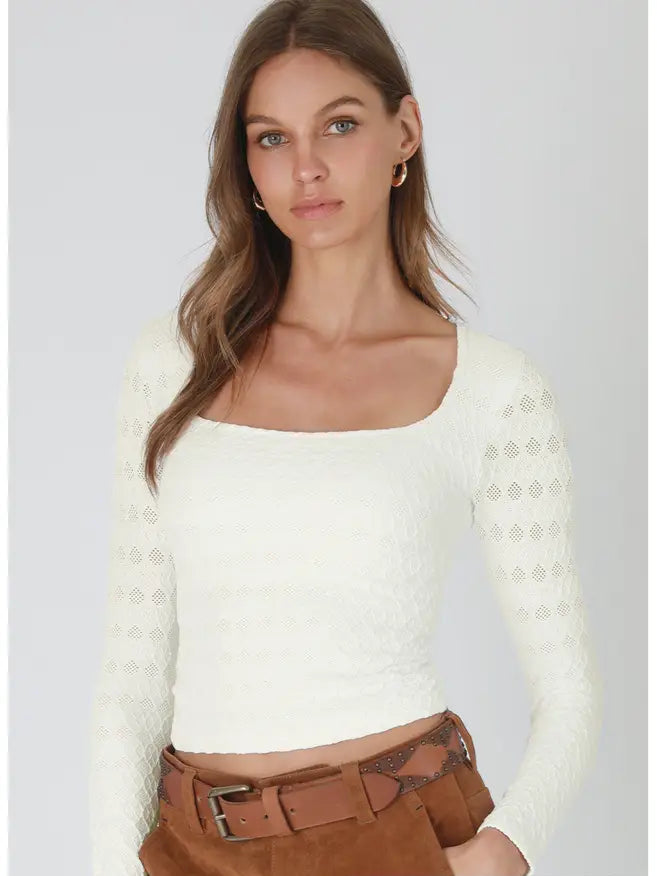 Nikibiki Lace Textured Square L/S Top