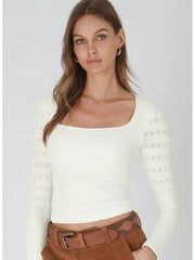 Nikibiki Lace Textured Square L/S Top