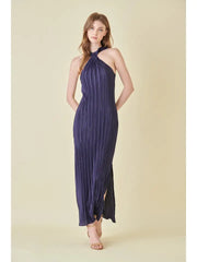 Fore Crinkle Plisse Front Twist Neck Maxi