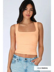 Nikibiki Clean Line Square Shirred Tank (multiple colors)