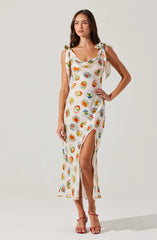 ASTR Allexina Satin Cowl Neck Midi Dress