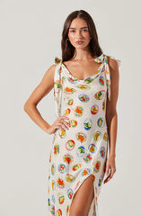 ASTR Allexina Satin Cowl Neck Midi Dress