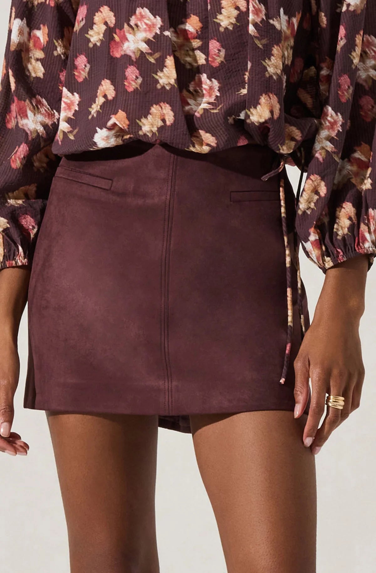 Astr Laudine Faux Suede Mini Skirt
