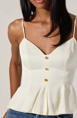 Astr Paislee Satin Pleated Peplum Top