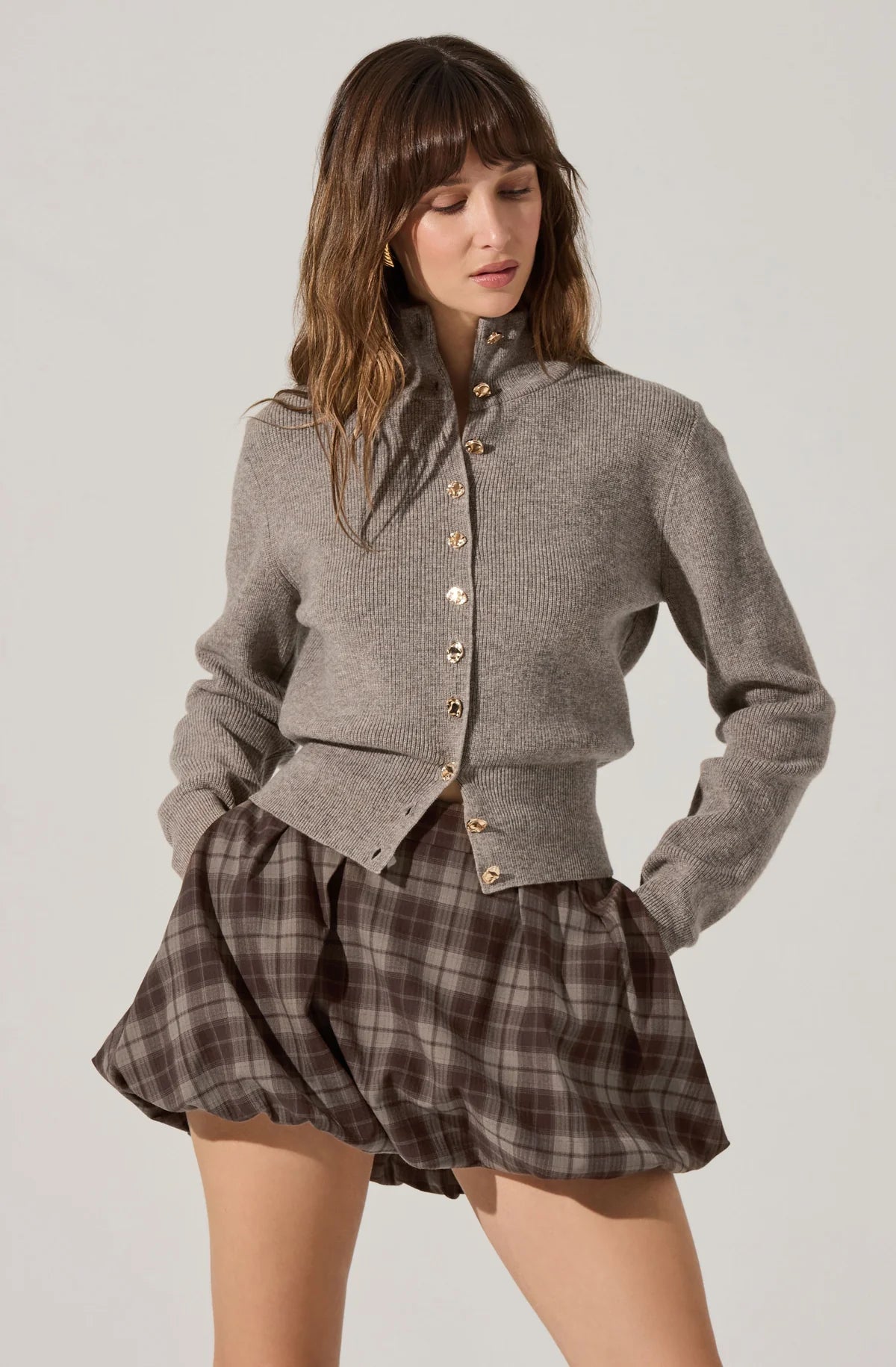 Astr Tawni Mock Turtleneck Cardigan