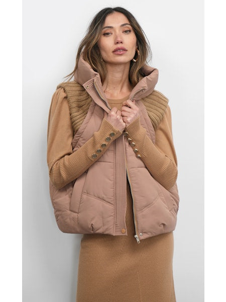 Greylin Douglas Ribbed Puffer Hooded Vest