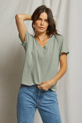perfectwhitetee Hendrix Cotton S/S Boxy V Neck Tee