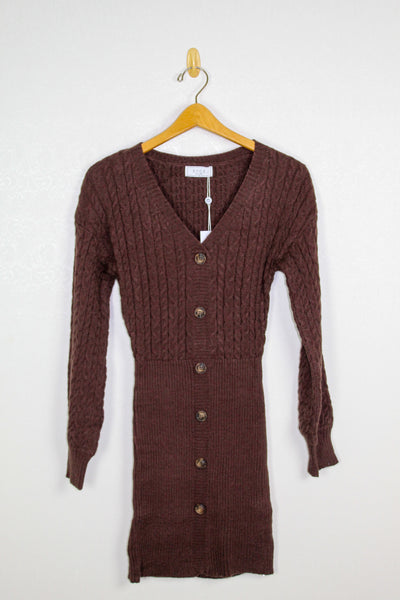 Sage The Label Mavella V Neck Fitted Sweater Mini Dress