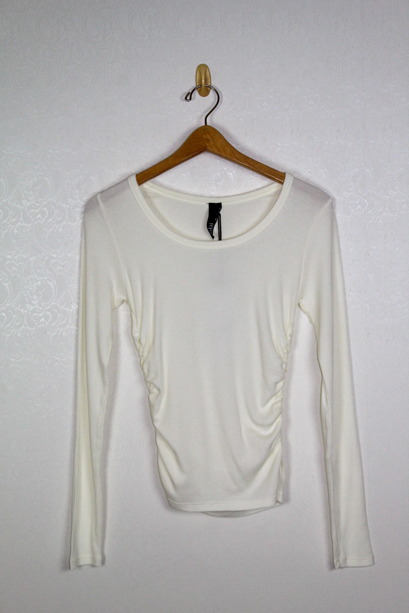 Bobi Scoop Neck Side Shirred L/S Tee