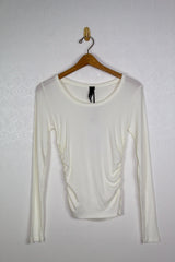Bobi Scoop Neck Side Shirred L/S Tee