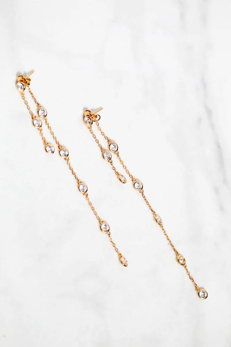 Native Gem Opera Double Chain Earrings