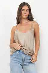 LA Made Cecila You Back Back Satin Tank
