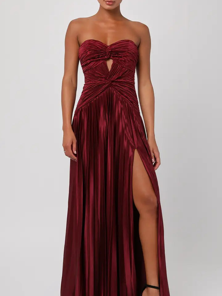 Lulus Florence Twist Front Bodice Plisse Maxi Dress