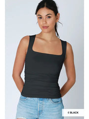 Nikibiki Clean Line Square Shirred Tank (multiple colors)