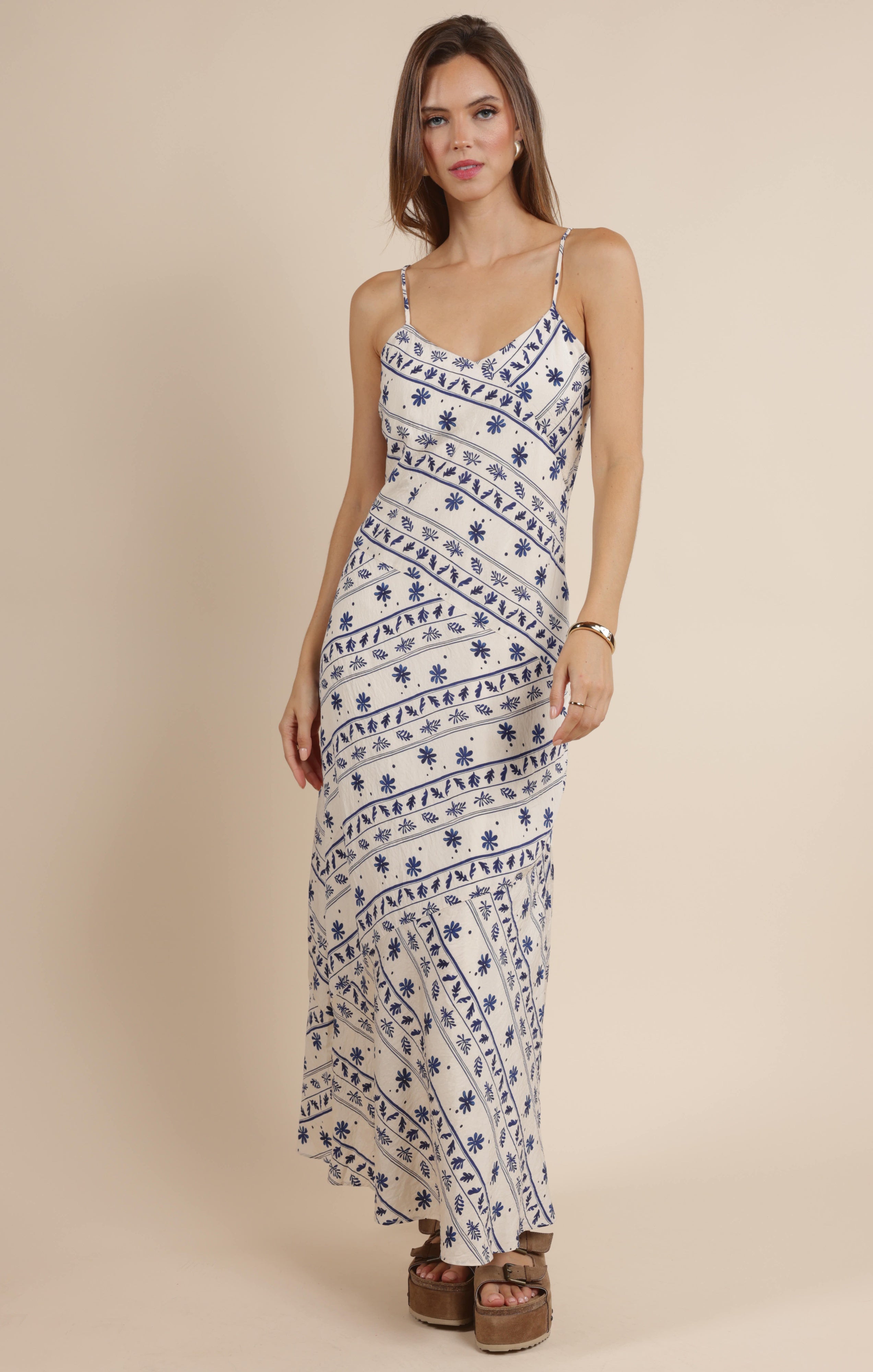 Sage The Label Great Springs Printed Maxi Slip  Dress