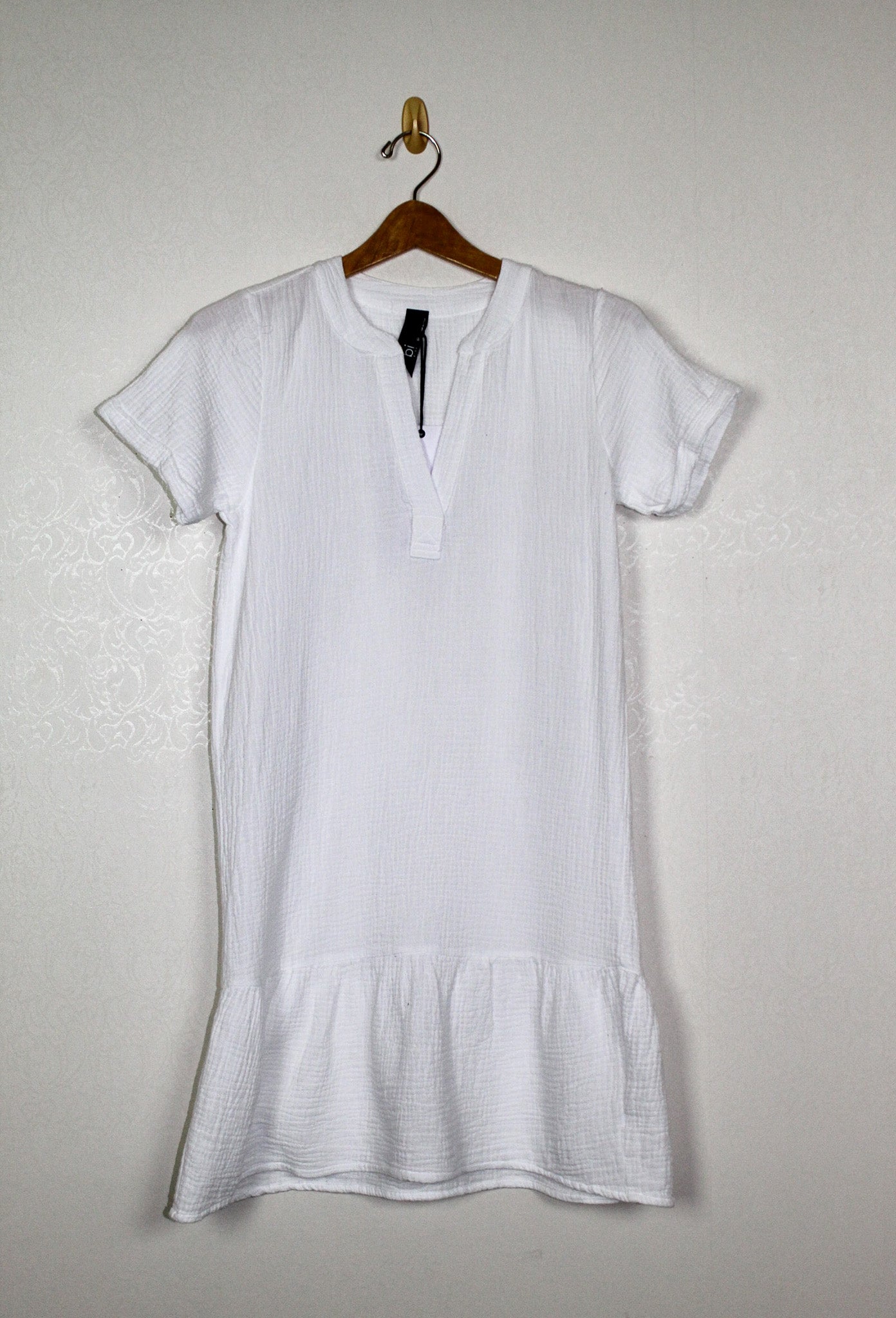Bobi split Neck Ruffle Hem Dress