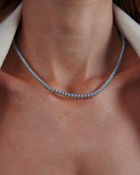 Melinda Maria Not Your Basic Blue Opal Tennis Necklace 18'