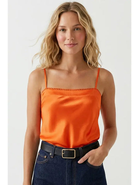 Naked Zebra Scalloped Trim Satin Cami