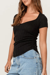 Project Social T Dylana Pointelle Sweetheart Neck Tee