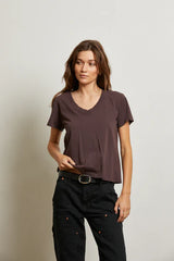 PerfectWhitetee Hendrix  Cotton SS Boxy V-Neck Tee