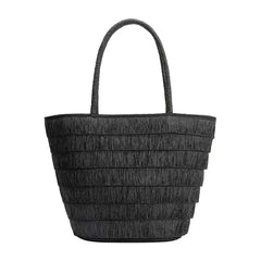 Melie Bianco Sandy Black Straw Vegan Tote Bag