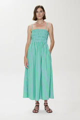 Pistola Bianca Striped Shirred Bodice Dress