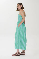 Pistola Bianca Striped Shirred Bodice Dress
