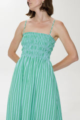 Pistola Bianca Striped Shirred Bodice Dress