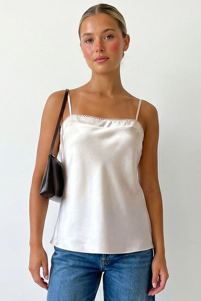 Naked Zebra Scalloped Trim Satin Cami