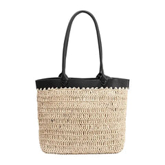 Melie Bianco Lina Tan Straw Vegan Tote