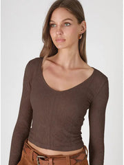 NikiBiki Lace Textured V Neck Top