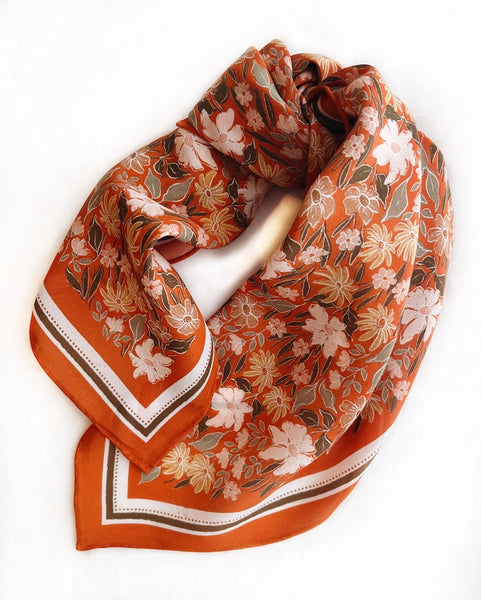 Silk Bandana Scarf - Botanical Garden Floral