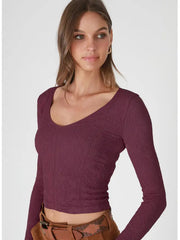 NikiBiki Lace Textured V Neck Top