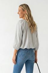 Naked Zebra Elastic Puff Sleeve Blouse
