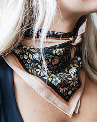 Silk Bandana Scarf -Midnight Garden Floral