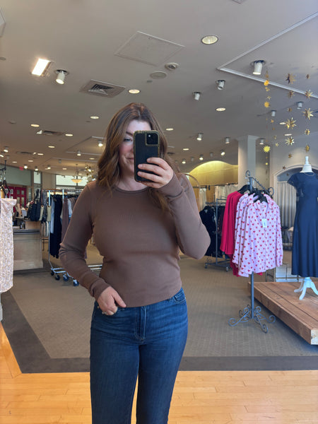 Bobi Crew Neck Curve Hem L/S Tee