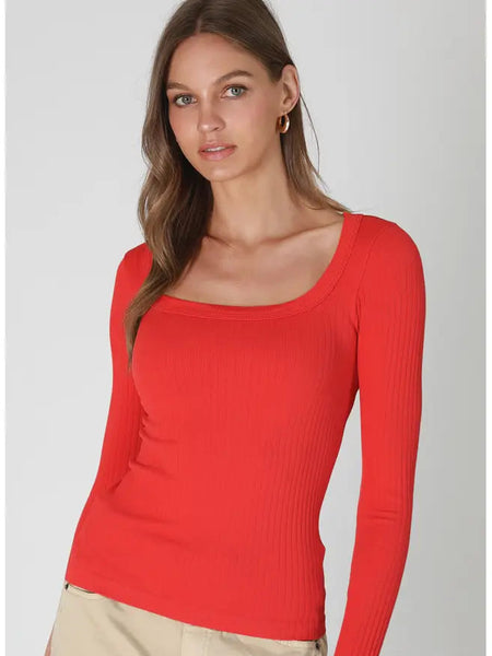 NikiBiki Wide Ribbed Square Neck L/S Top