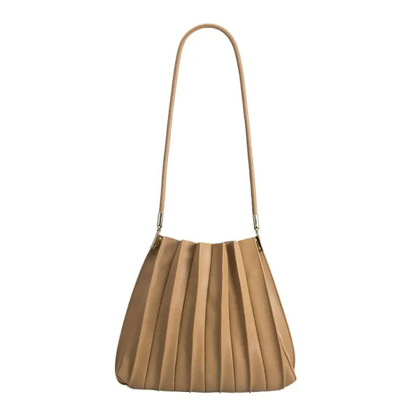 Melie Bianco Carrie Taupe Pleated Recycled Shoulder Bag
