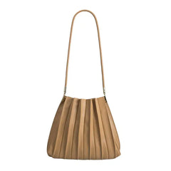 Melie Bianco Carrie Taupe Pleated Recycled Shoulder Bag