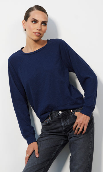 Bobi Boatneck Slouchy Raglan Top