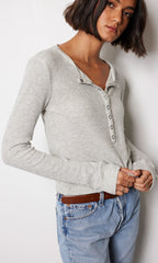 Bobi L/S Slim Snap Placket Tee