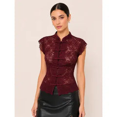 Fore Plum Collor Lace Vest