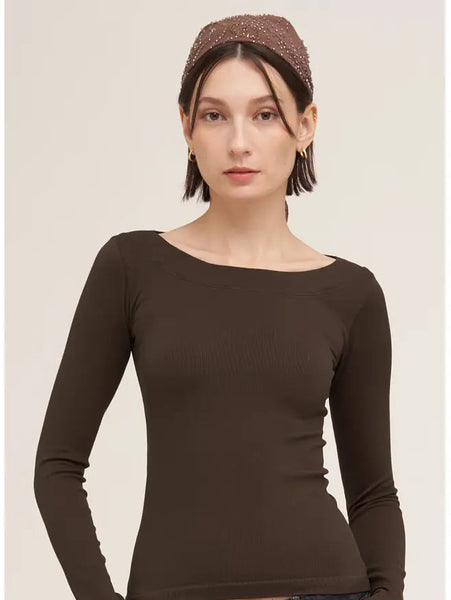 NiKIBIKI Ribbed Boat Neck L/S Top (2 Colors)