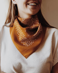 Silk Bandana Scarf - Tropical Palms Amber