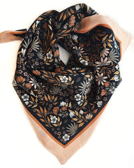 Silk Bandana Scarf -Midnight Garden Floral