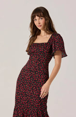 Astr Sara Floral Lace Trim Dress