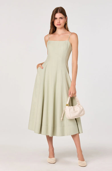 Astr Trisha Square Neck Midi Dress