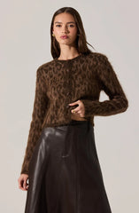 Astr Katrina Fuzzy Crewneck Cardigan