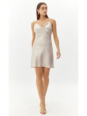 Greylin Atrina Metallic Cowl Neck Mini Dress